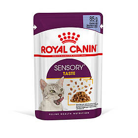Вологий корм для дорослих котів ROYAL CANIN SENSORY TASTE JELLY 0.085 кг, шматочки у желе, cтимулює смак, 0.085 кг