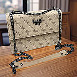 Стильна маленька сумка жіноча клатч на ланцюжку кремова сумочка через плече під бренд гесс, фото 2