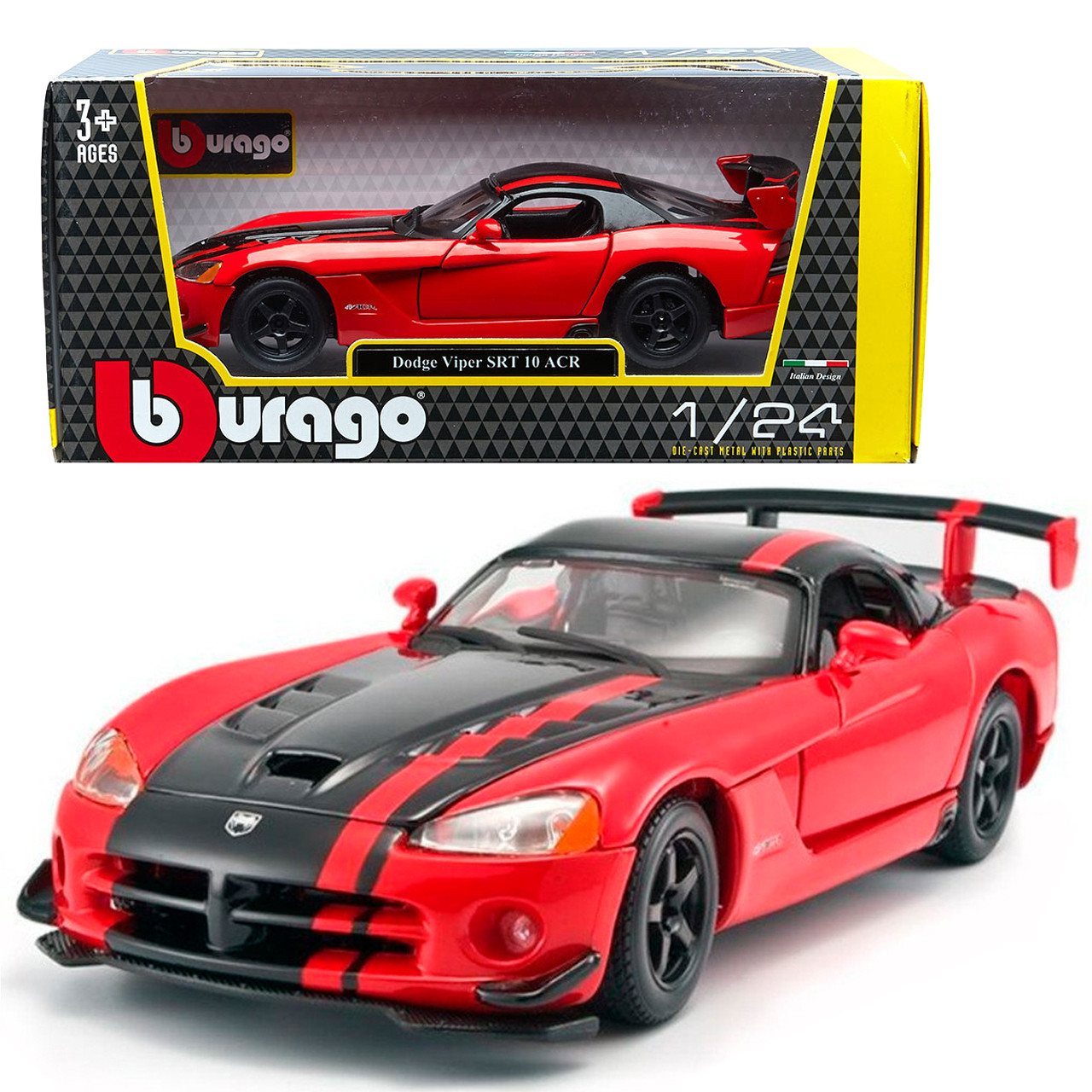Машинка металева Dodge Viper Srt10 Acr Додж 1:24 червона 18*9*6см (18-22114), фото 1