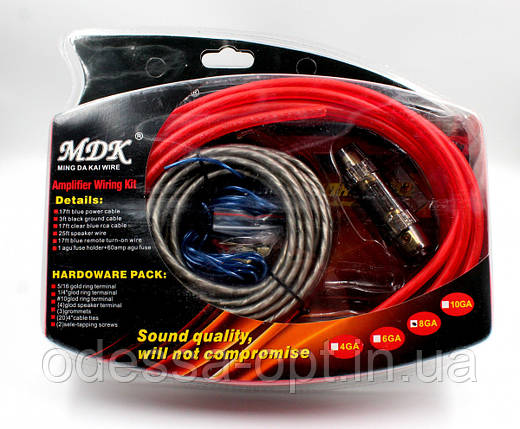 Набір дротів для установки саббуфера MDK KIT 8GA, фото 1