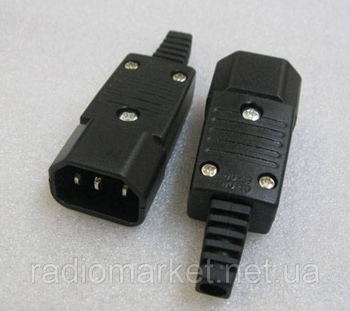 Штекер (вилка) мережевий 3pin, під шнур, мідні контакти, фото 1