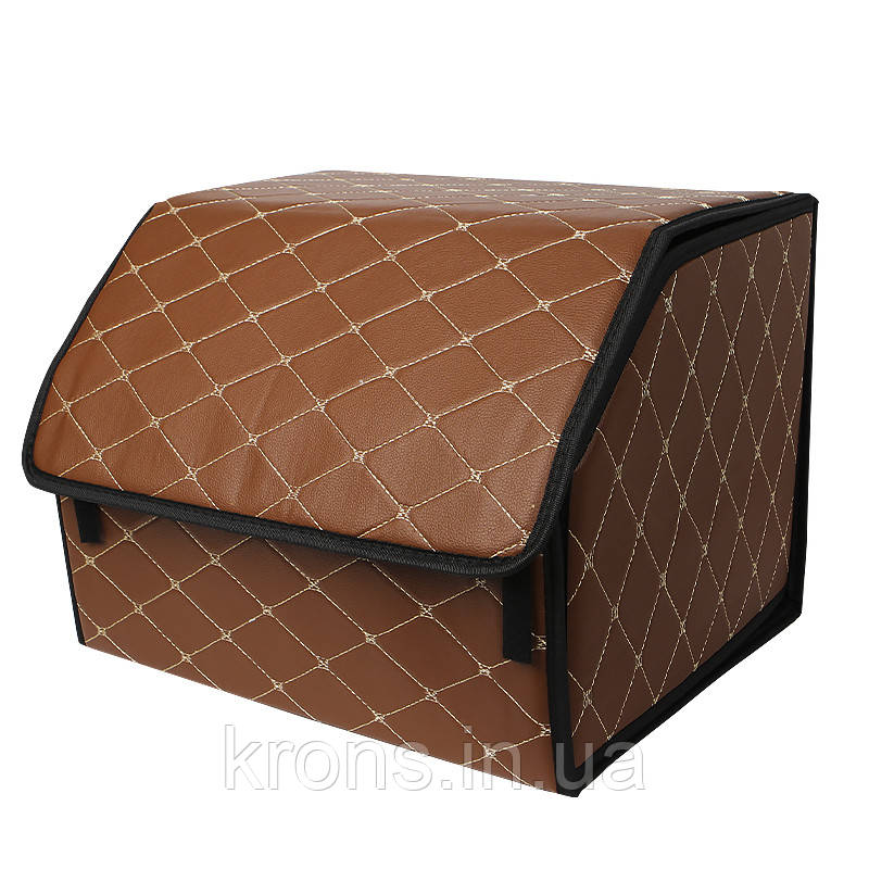 Автомобільний органайзер ZWX-002 Brown-Gold компактний місткий два відділи для зберігання на липучці з