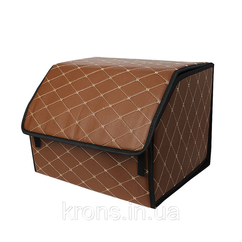 Автомобільний органайзер ZWX-002 Brown-Gold компактний місткий два відділи для зберігання на липучці з