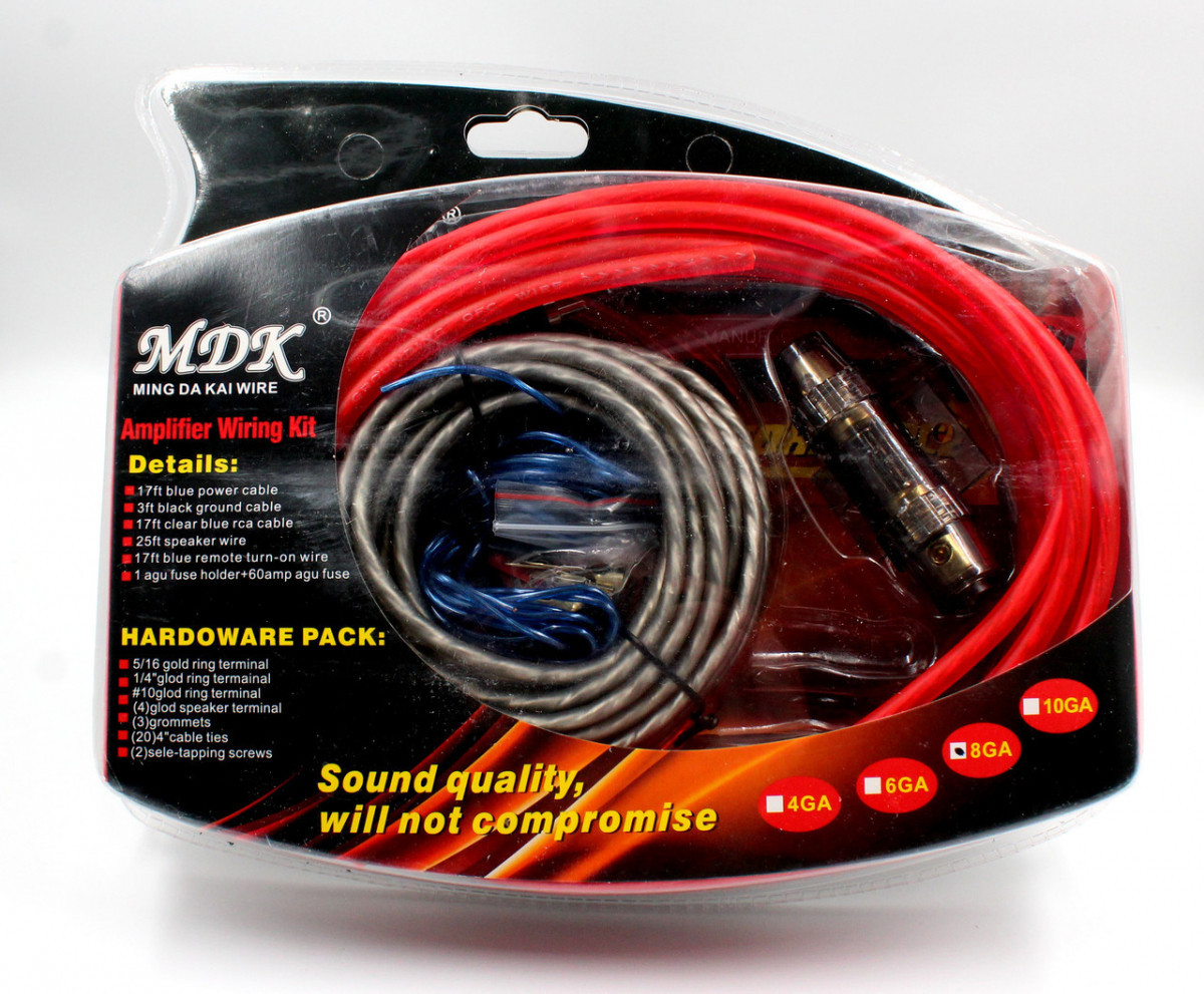 Набір дротів для установки саббуфера MDK KIT 8GA