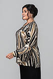 Блузка з принтом класична вільного крою подовжена великих розмірів 50-60 різні кольори смужка, фото 4