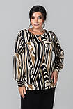 Блузка з принтом класична вільного крою подовжена великих розмірів 50-60 різні кольори смужка, фото 7