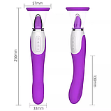 Вібратор із вакуумом і язичком, Двосторонній вібратор, Вагінально кліторальний стимулятор, Інтимні іграшки, фото 6