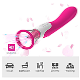 Вібратор із вакуумом і язичком, Двосторонній вібратор, Вагінально кліторальний стимулятор, Інтимні іграшки, фото 9