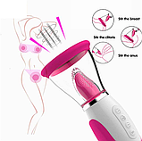 Вібратор із вакуумом і язичком, Двосторонній вібратор, Вагінально кліторальний стимулятор, Інтимні іграшки, фото 4