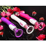 Вібратор із вакуумом і язичком, Двосторонній вібратор, Вагінально кліторальний стимулятор, Інтимні іграшки, фото 10