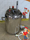Електричний автоклав "Блиск" з нержавіючої сталі, з комбінованим нагріванням (газ/електро) на 14 літр. банок без автоматики, фото 8