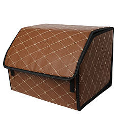 Автомобільний органайзер Lesko ZWX-002 Brown-Gold 65*30*30 см компактний два відділення на липучці