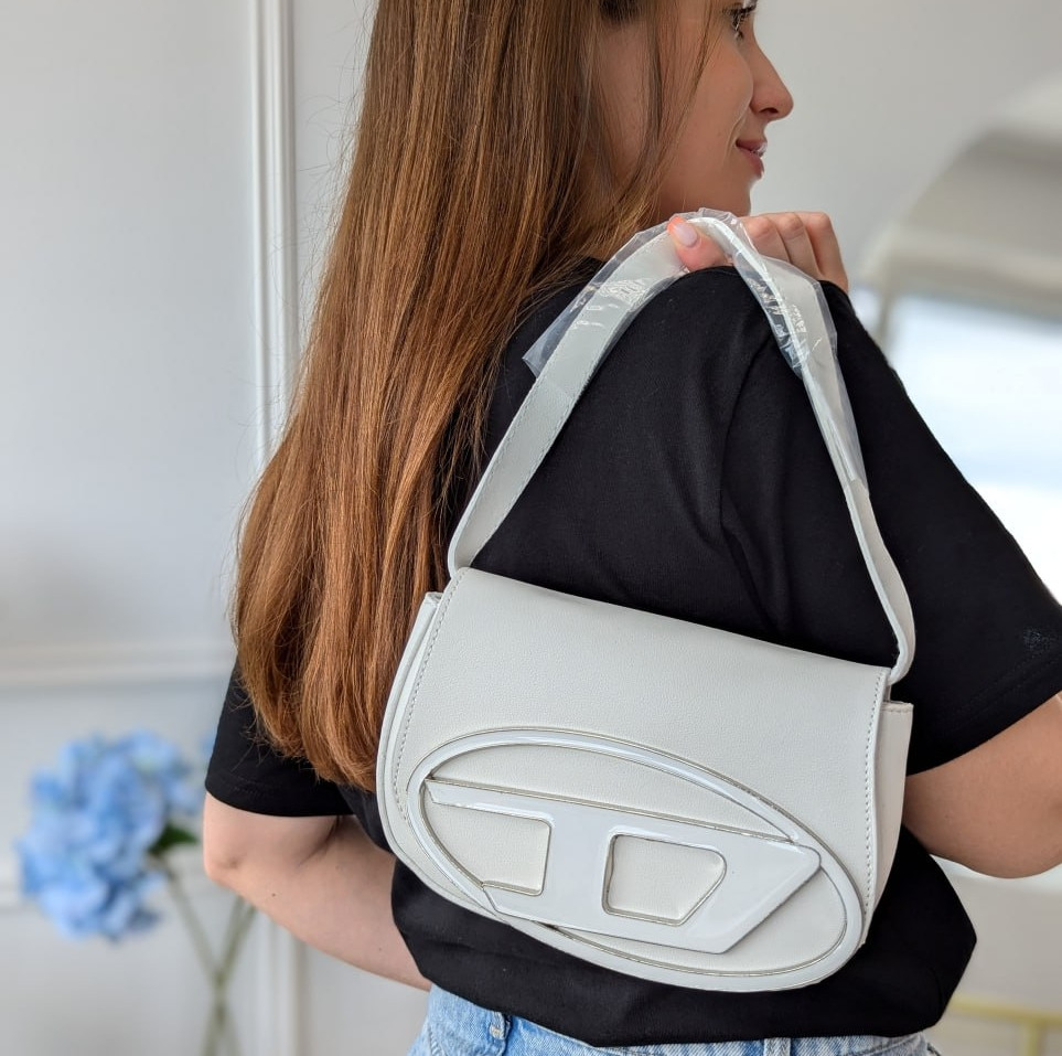 Сумка жжіноча клатч Diesel білий через плече, фото 1