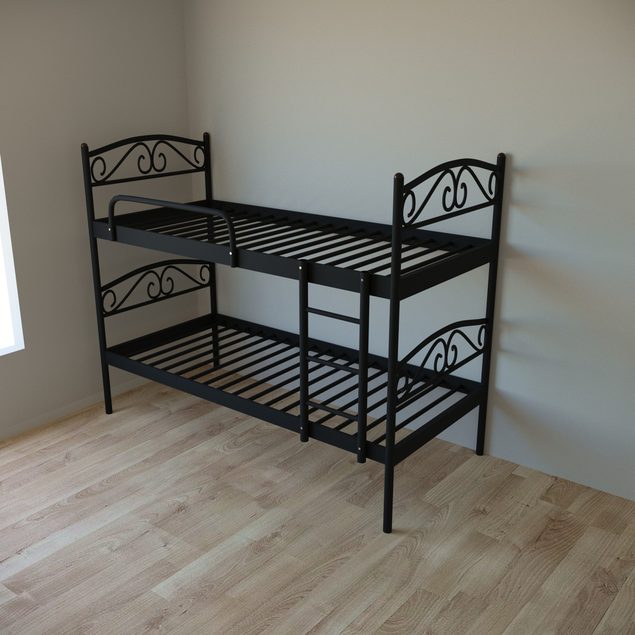 Ліжко двоярусне Tobi Sho VERONA DUO металеве 190X90 Чорний, фото 1
