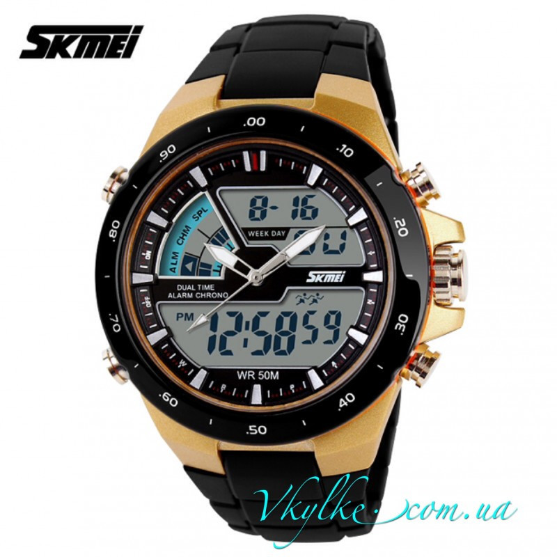 Спортивні годинник Skmei Sport Dive (1016) чорні з золотом