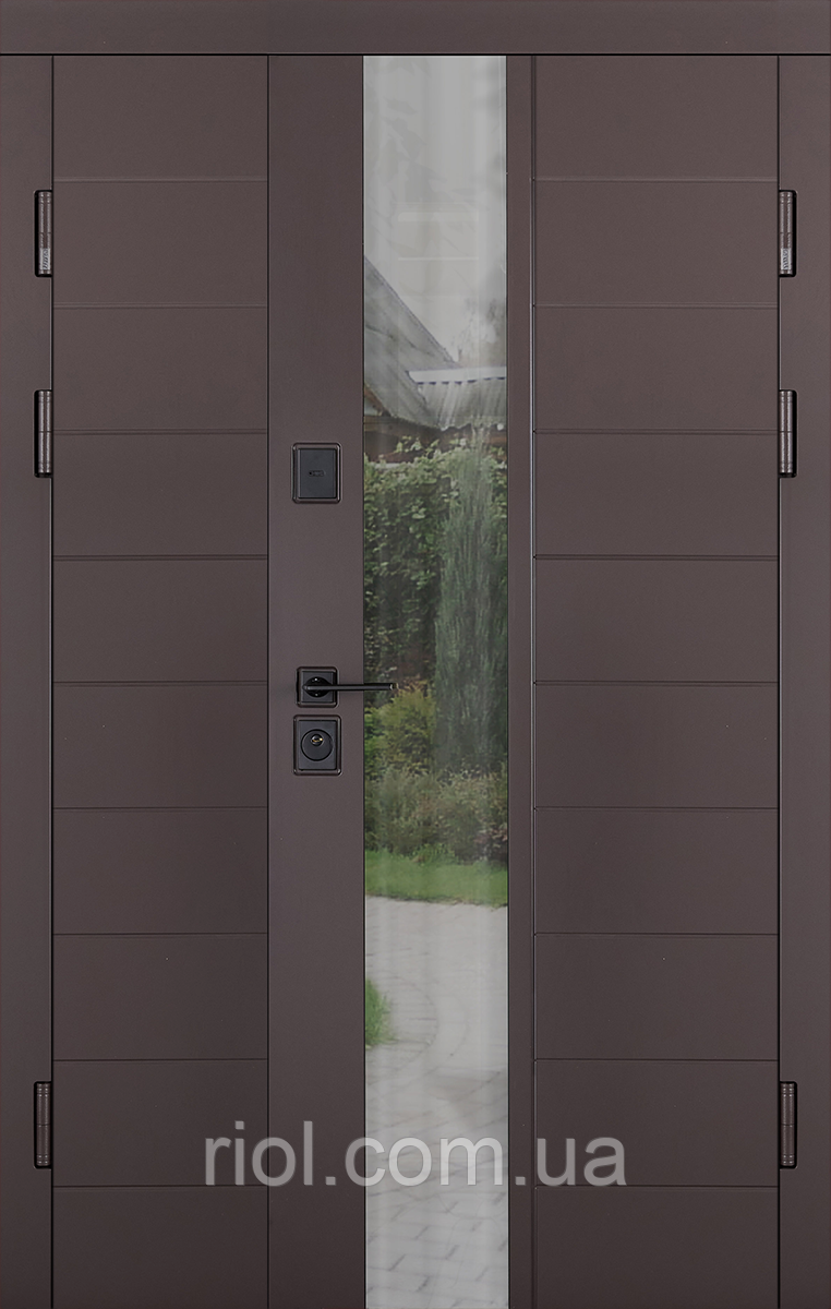 Преміальні полуторні вхідні двері з терморозривом Ufo Ral 8019, фото 1