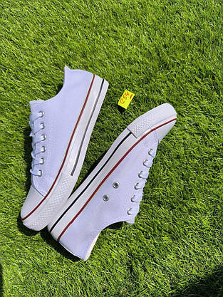 СКИДКА 40 р Білі кеди жіночі чоловічі конверси converse літні тканинні текстильні, фото 3