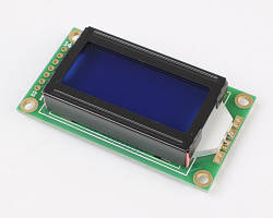 Дворядковий символьний індикатор LCD0802 3-5V з підсвічуванням (синій)