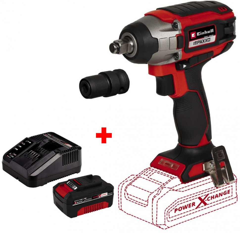 Потужний ударний акумуляторний гайковерт безщітковий Einhell IMPAXXO 18/230 - Solo: з АКБ 18 V 4.0 Ah, 230 Нм