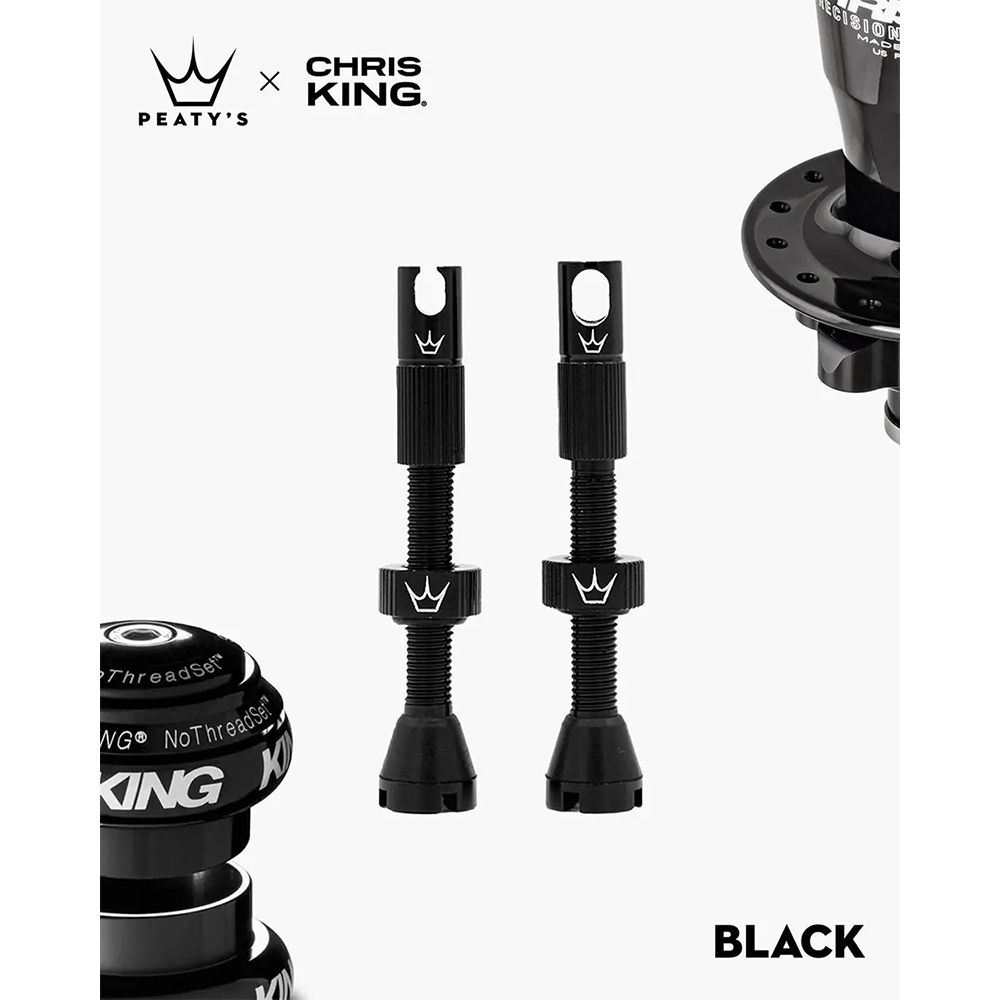 Ниппели Peaty's x Chris King Tubeless Valves, 42mm, Black (AS), фото 1