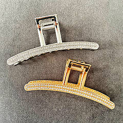 Краби для волосся мета/стрази гуртом 11*4 см 6 шт/уп  ЗОЛОТІ ТА СРІБНІ