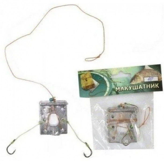 Кф макушатник оснащений (свинець) квадратний, 60г, готове оснащення на коропа