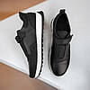 Чоловічі шкіряні кросівки чорні для чоловіків демісезонні на весну осінь без шнурків на липучці, розміри 40-45, фото 7