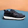 Чоловічі шкіряні кросівки чорні для чоловіків демісезонні на весну осінь без шнурків на липучці, розміри 40-45, фото 5