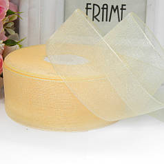 Стрічка з органзи, 4 см, кремова