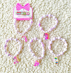 Дитячи браслети на резинці оптом 10 шт/уп ЄДИНОРОГИ