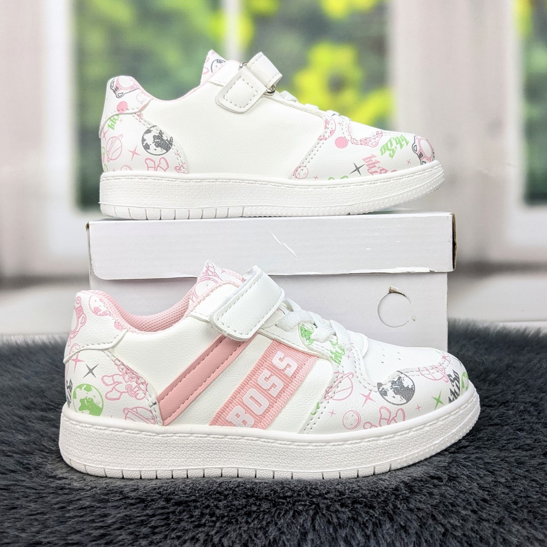 Кросівки дитячі для дівчинки білі з рожевим Ashiguli 5461, фото 1