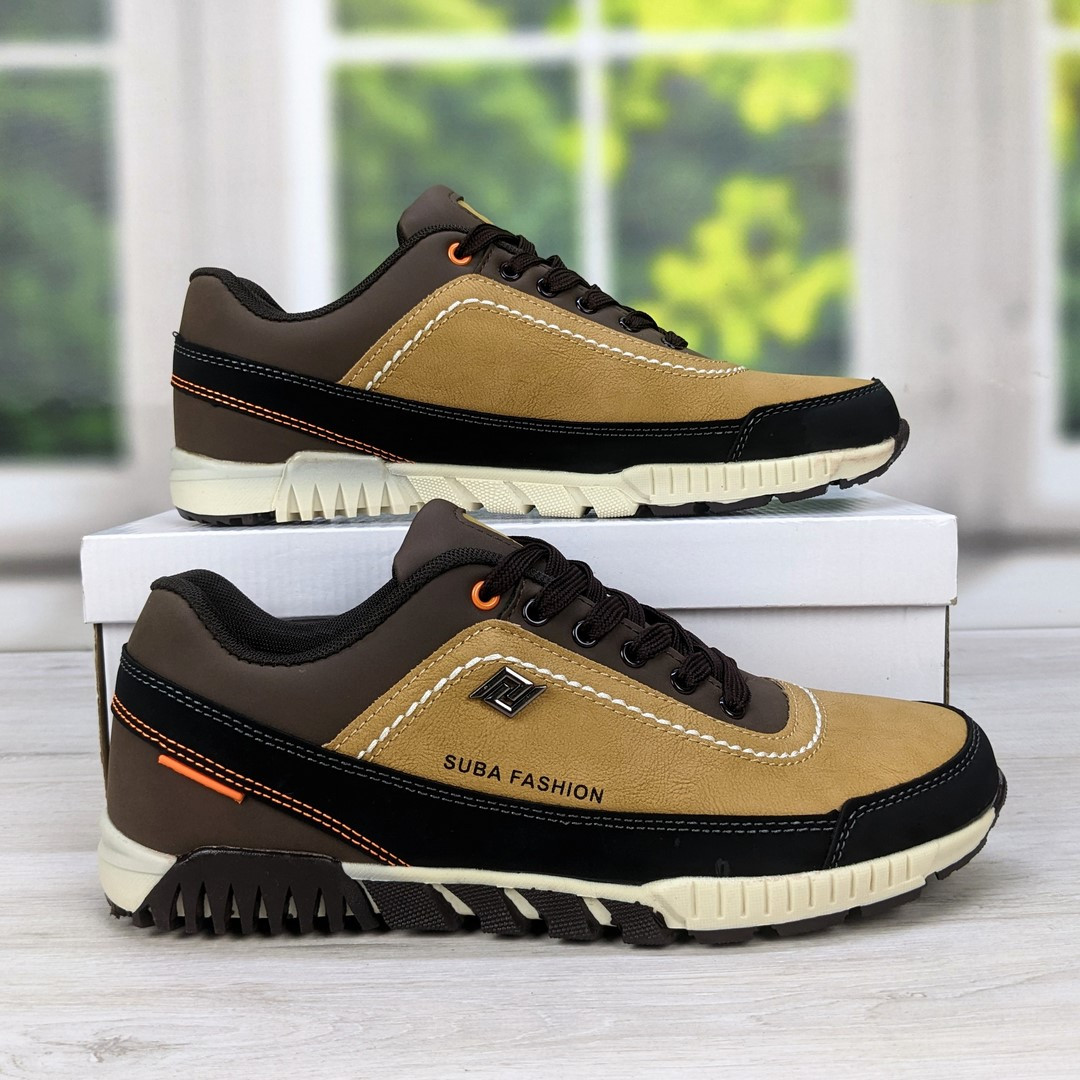 Кросівки чоловічі коричневі демісезонні еко-шкіра Suba 3778, фото 1