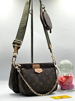 Жіноча сумка Louis Vuitton, 3 в 1, тканинної ремінь, 24*16 см/19*12 см, 930783
