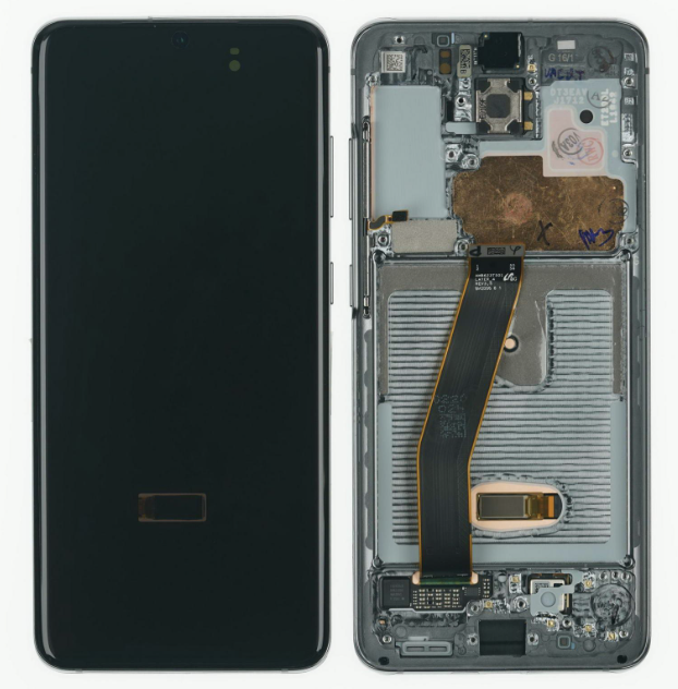 Дисплей (екран) для Samsung G980 Galaxy S20/G981B, чорний, TFT, з передньою панеллю сірого кольору, Cosmic