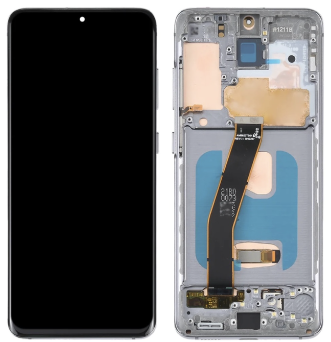 Дисплей (екран) для Samsung G980 Galaxy S20/G981B, чорний, OLED, з передньою панеллю сірого кольору, Cosm88,7