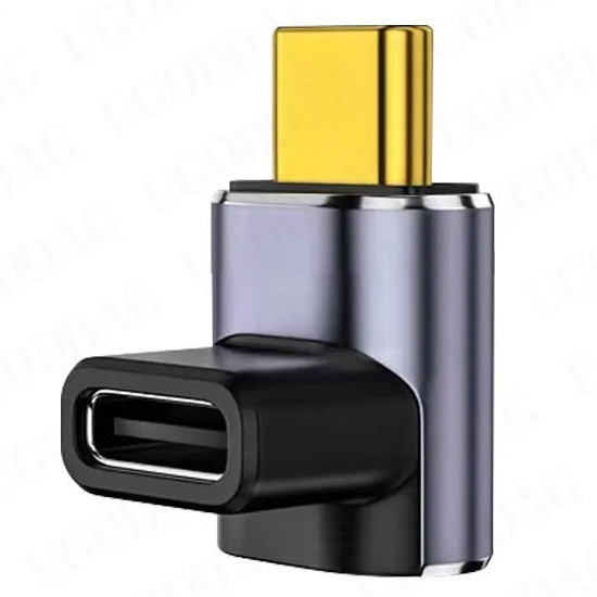 Перехідник кутовий USB Type C - Type C (USB 4.0, 40Gbps, 100 W, 8K) Metal Style-2 (48582e)