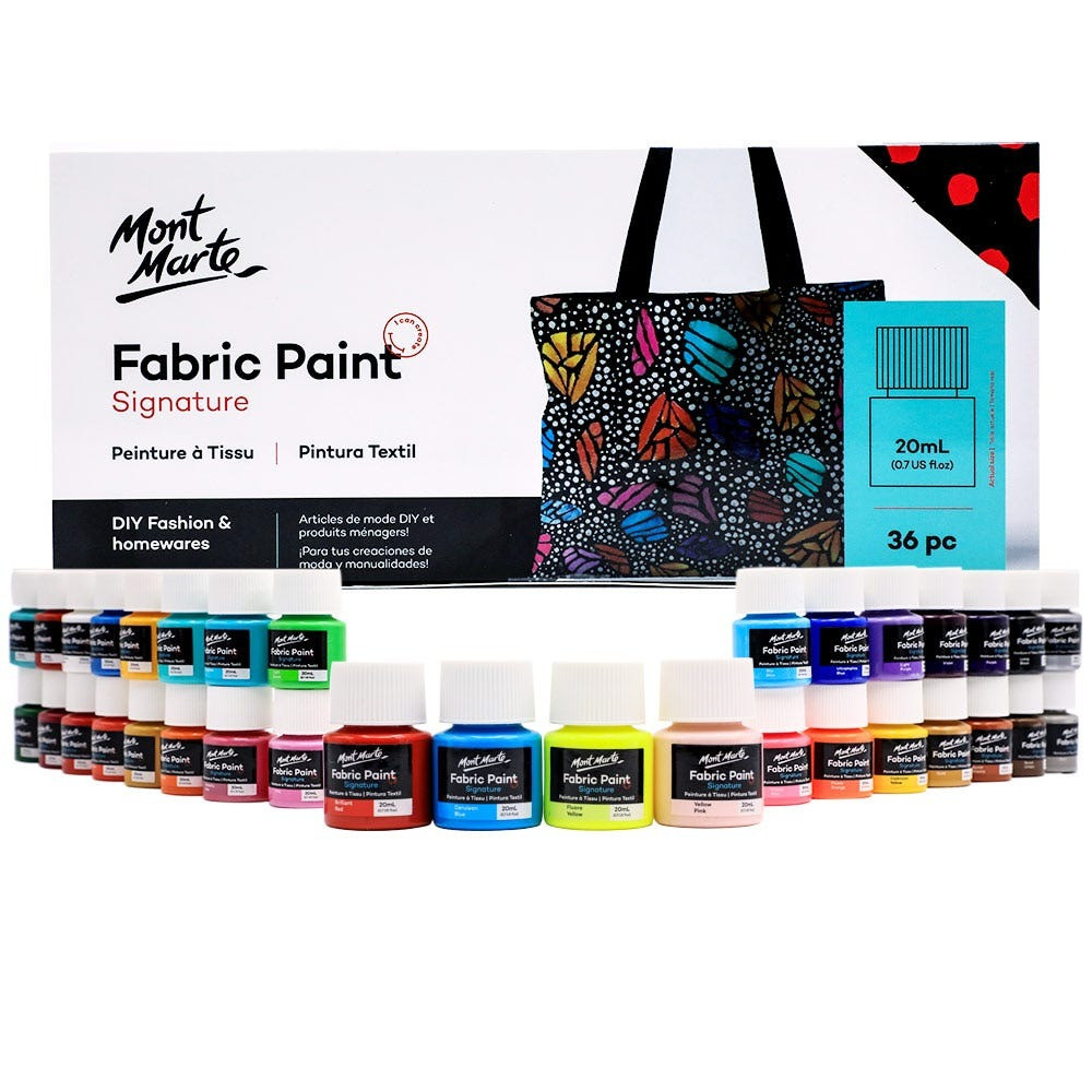 Фарби акрилові для малювання на тканині Mont Marte Fabric Paint Set Signature 36pc x 20ml