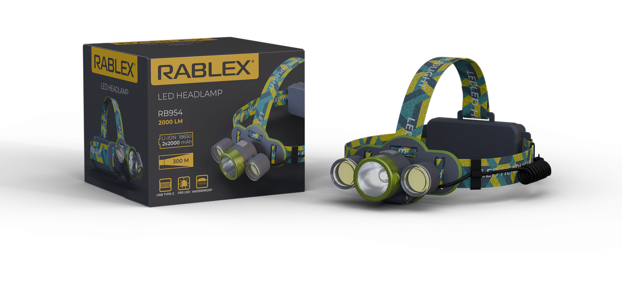 Ліхтарик налобний Rablex RB-954 LED USB (P50) 15000W