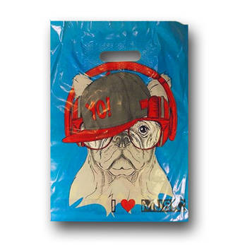 Поліетиленовий пакет з прорізною ручкою розмір 30х37 "Собачка" 50 шт/уп., фото 2