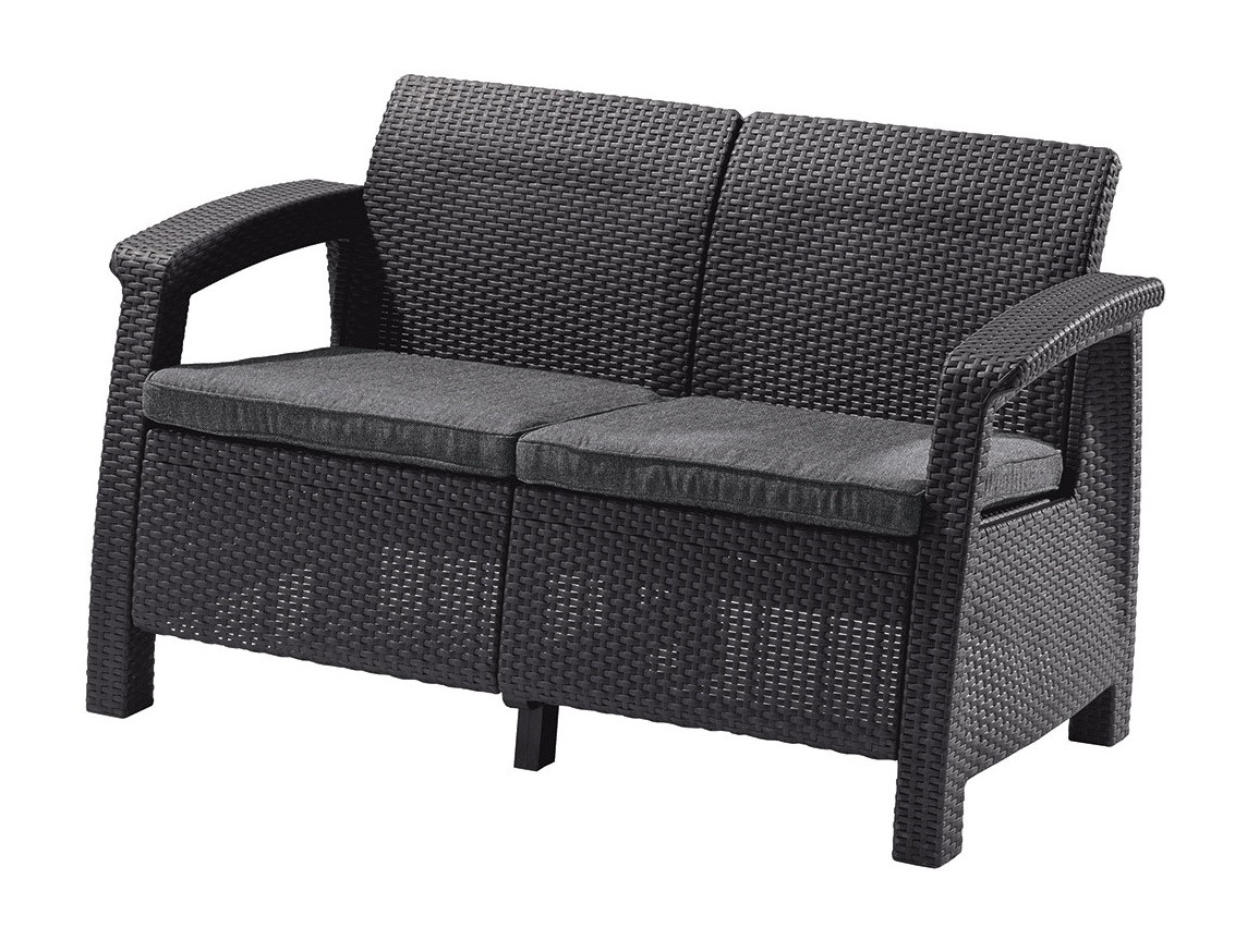 Диван пластиковий садовий Keter Corfu II Love seat, графіт