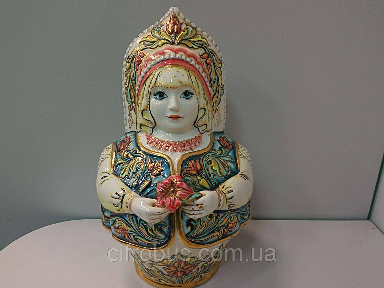 Статуетка фігурка Б/К Штоф Матрішка кольорова із золотом, фото 1