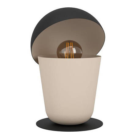 Настільна лампа металева чорна/капучіно на 1 лампу Е27 27.5х18 см, фото 1