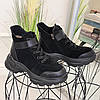 Черевики жіночі комбіновані в спортивному стилі. Колір чорний, фото 2