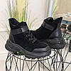 Черевики жіночі комбіновані в спортивному стилі. Колір чорний, фото 3