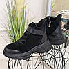 Черевики жіночі комбіновані в спортивному стилі. Колір чорний, фото 4