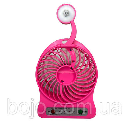 Портативний настільний міні вентилятор Home Fest Portable Mini Fan USB + ліхтарик Темно-рожевий, фото 3