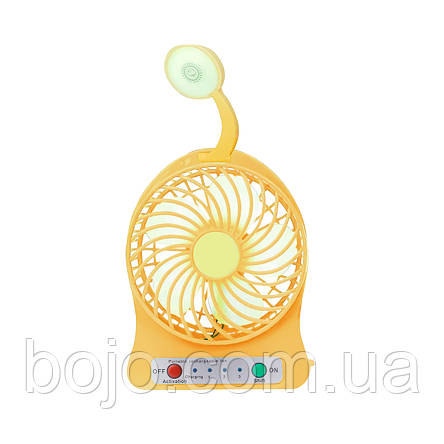 Портативний настільний міні вентилятор Home Fest Portable Mini Fan USB + ліхтарик Жовтий, фото 3