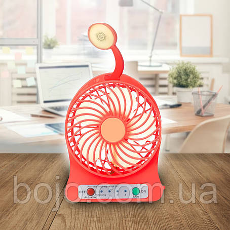 Портативний настільний міні вентилятор Home Fest Portable Mini Fan USB + ліхтарик Червоний, фото 1