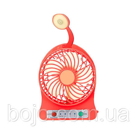 Портативний настільний міні вентилятор Home Fest Portable Mini Fan USB + ліхтарик Червоний, фото 3
