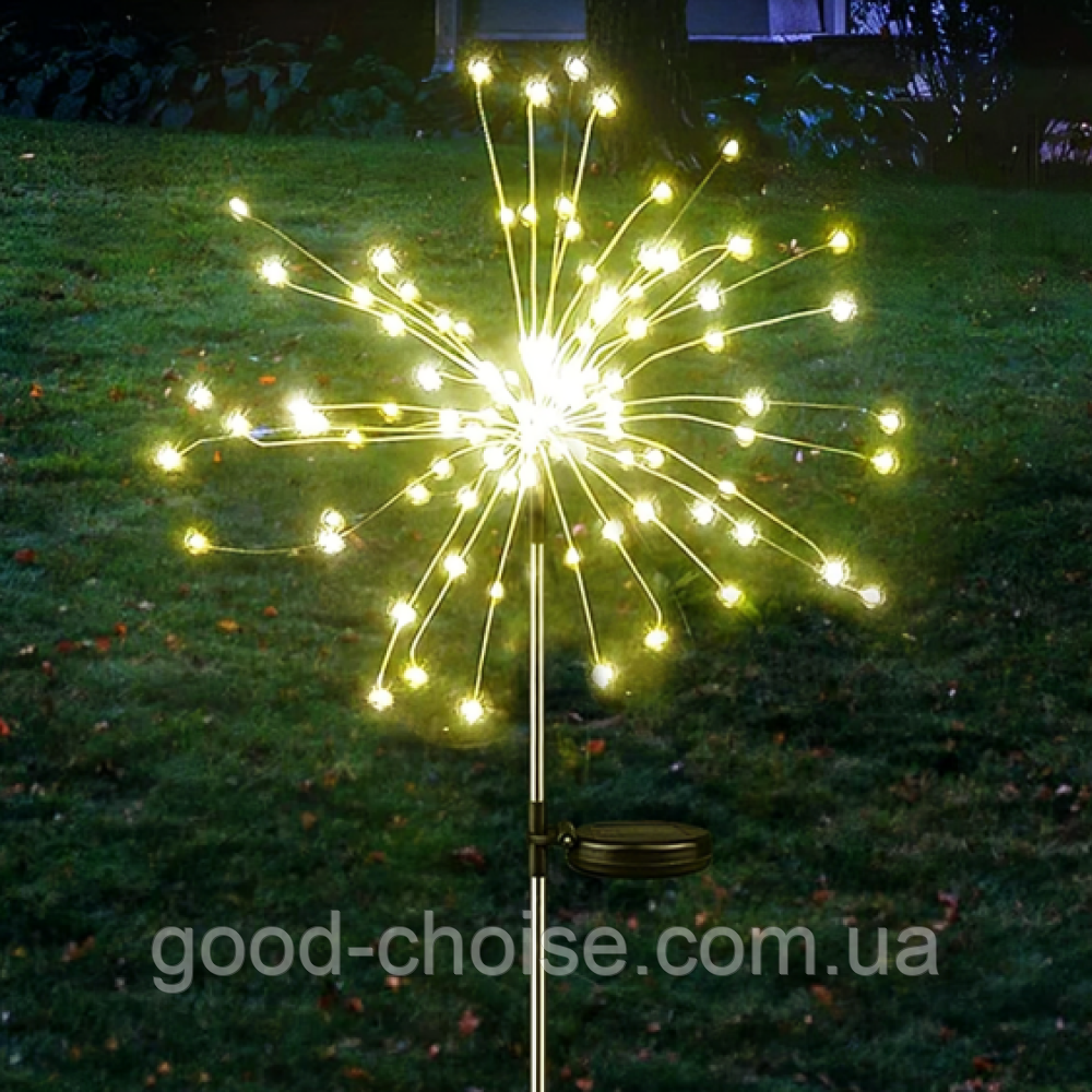 Садовий ліхтар на сонячній батареї Кульбаба (1шт) 90 LED, Теплий білий / Вуличний ліхтар / Вуличний світильник